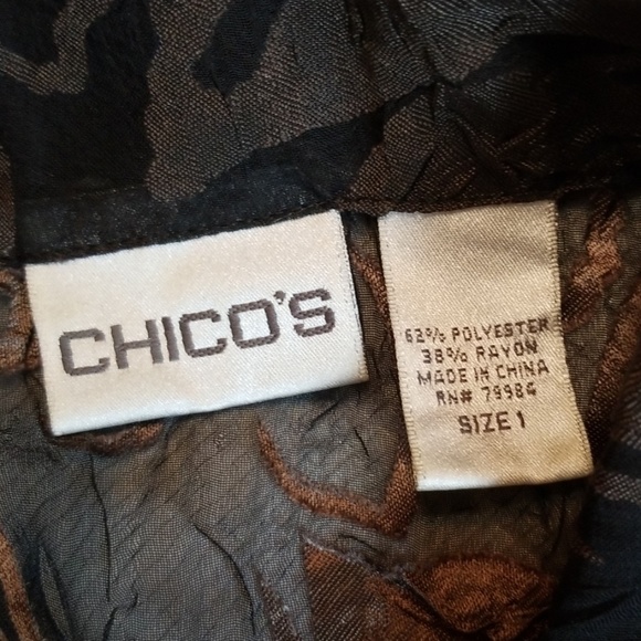 Chicos Long Sleeve Button Front Floral Blouse - Picture 5 of 5